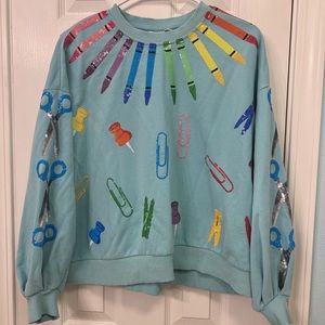 Queen of Sparkles Mint School Supplies Sweatshirt